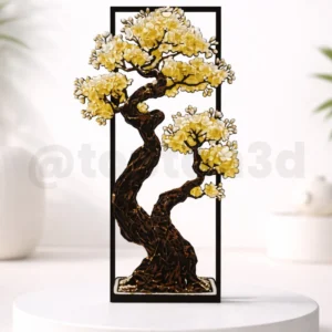 Modern Zen Bahçesi Bonsai Figürlü Hediyelik Kitap Ayracı, 15cm Minimalist Ayraç - Sarı
