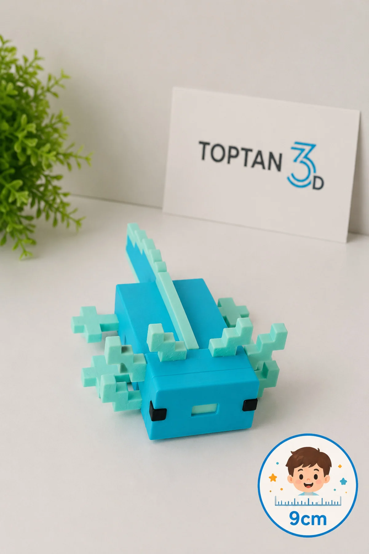 Büyük Boy Axolotl, Mavi Turkuaz Aksolotl Figür Oyuncak – 9 cm