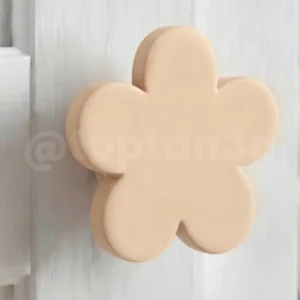 (5 cm) Bej Çiçek Dolap Kulpu, Modern Mobilya Kulpu, Çiçek Kulp (Kulp Vidası Dahildir)
