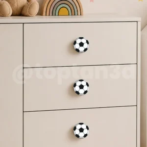(5 cm) Futbol Topu Dolap Kulpu, Mobilya Kulbu - Çocuk Oda Aksesuarı, Futbol Topu Kulp (Kulp Vidası Dahildir)
