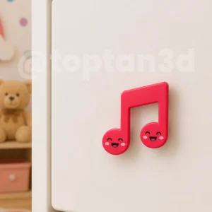 (5 cm) Müzik Dolap Kulpu, Mobilya Kulbu - Çocuk Oda Aksesuarı, Nota Kulp (Kulp Vidası Dahildir)