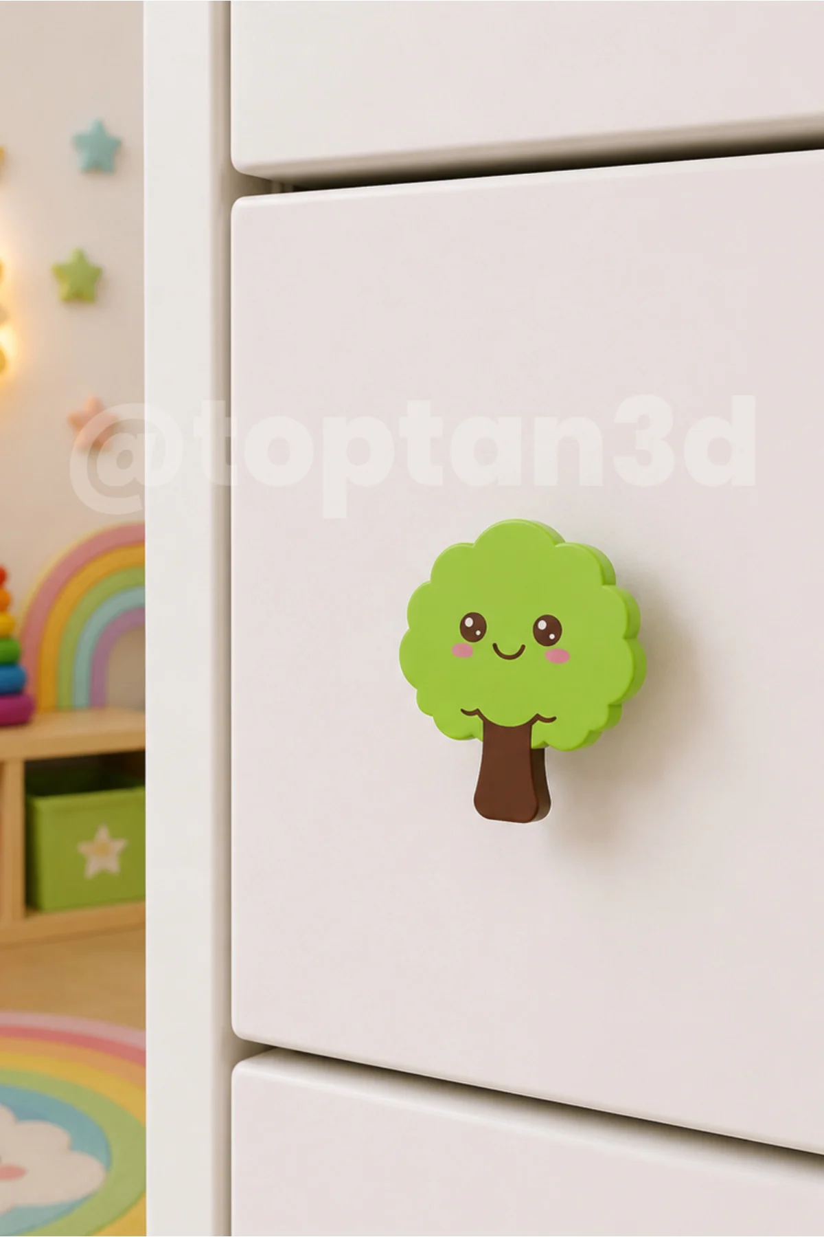 (5 cm) Sevimli Ağaç Dolap Kulpu, Mobilya Kulbu – Çocuk Oda Aksesuarı, Ağaç Kulp (Kulp Vidası Dahildir)