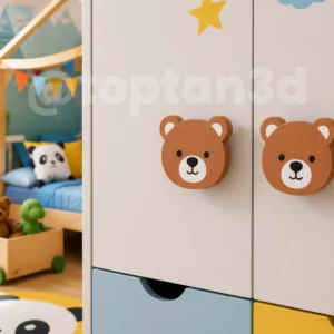 (5 cm) Sevimli Ayıcık Dolap Kulpu, Mobilya Kulbu - Bebek Odası, Çocuk Odası Aksesuar, Kulp (Kulp Vidası Dahildir)