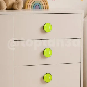 (5 cm) Tenis Topu Dolap Kulpu, Mobilya Kulbu - Çocuk Oda Aksesuarı, Tenis Topu Kulp (Kulp Vidası Dahildir)