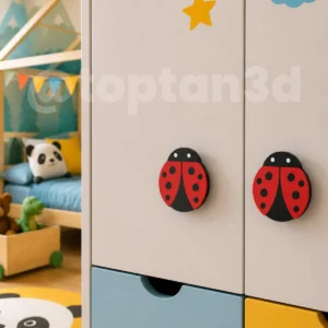(5 cm) Uğur Böceği Dolap Kulpu, Mobilya Kulbu - Bebek, Çocuk Odası, Uç Uç Böceği Kulp (Kulp Vidası Dahildir)