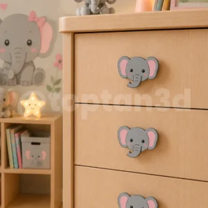 (6 cm) Fil Dolap Kulpu, Çocuk Odası Mobilya Kulpu, Modern ve Eğlenceli Kulp (Kulp Vidası Dahildir)