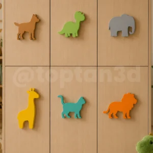 (6x4 cm) 6'lı Çocuk Odası Kulp Seti - Rengarenk Hayvan Kulpları (Vidasıyla Birlikte 6 Çeşit Kulp Gönderilir)