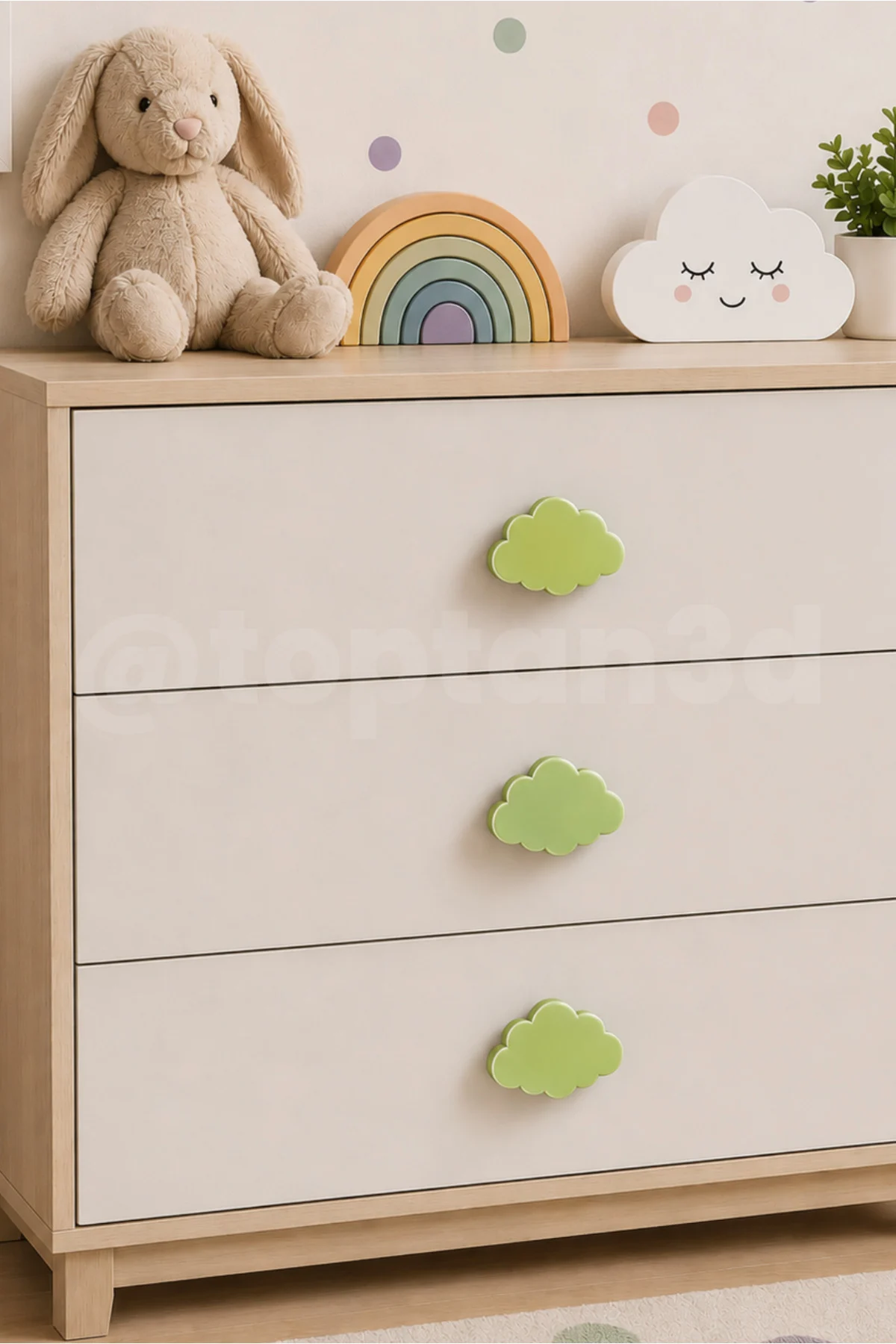 (6×4 cm) Fıstık Yeşili Bulut Dolap Kulpu, Modern Mobilya Kulpu, Bulut Kulp (Kulp Vidası Dahildir)