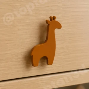 (6x4 cm) Kahverengi Zürafa Dolap Kulpu - Modern Çocuk, Bebek Odası Mobilya Kulpu (Kulp Vidası Dahildir)