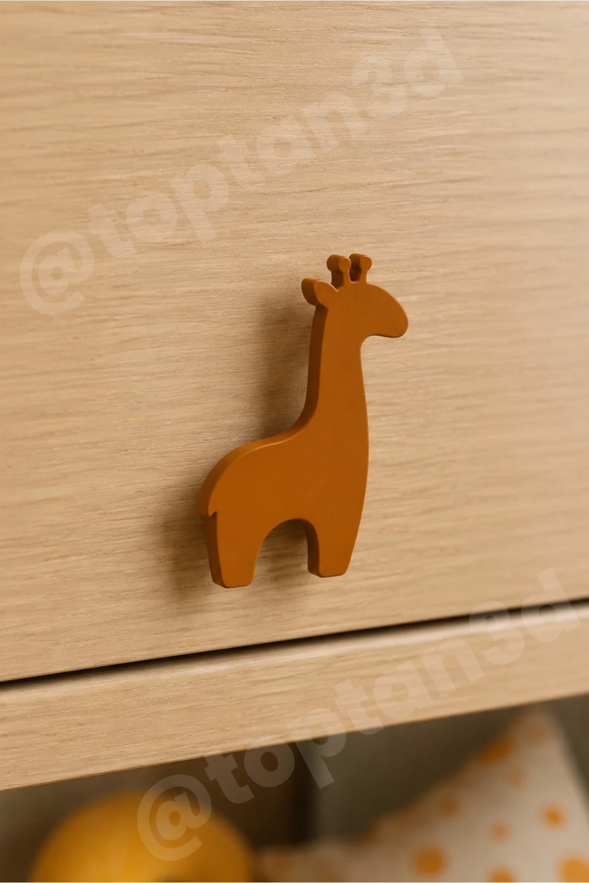 (6×4 cm) Kahverengi Zürafa Dolap Kulpu – Modern Çocuk, Bebek Odası Mobilya Kulpu (Kulp Vidası Dahildir)