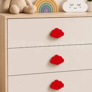 (6x4 cm) Kırmızı Bulut Dolap Kulpu, Modern Mobilya Kulpu, Bulut Kulp (Kulp Vidası Dahildir)