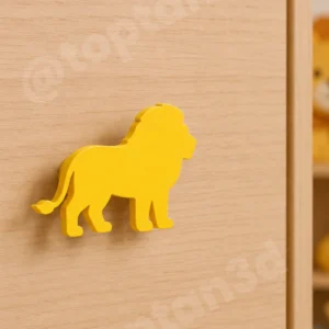 (6x4 cm) Sarı Aslan Dolap Kulpu - Modern Çocuk, Bebek Odası Mobilya Kulpu (Kulp Vidası Dahildir)