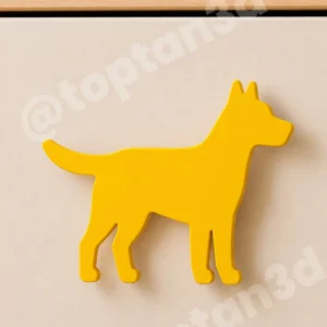 (6x4 cm) Sarı Köpek Dolap Kulpu - Modern Çocuk, Bebek Odası Mobilya Kulpu (Kulp Vidası Dahildir)