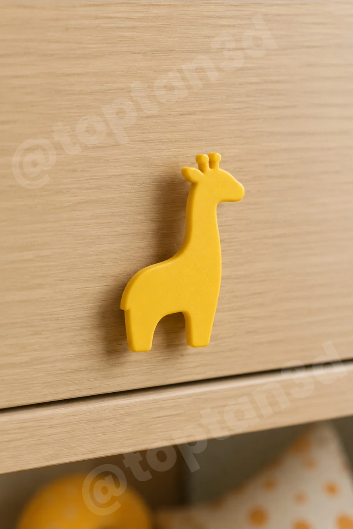 (6×4 cm) Sarı Zürafa Dolap Kulpu – Modern Çocuk, Bebek Odası Mobilya Kulpu (Kulp Vidası Dahildir)