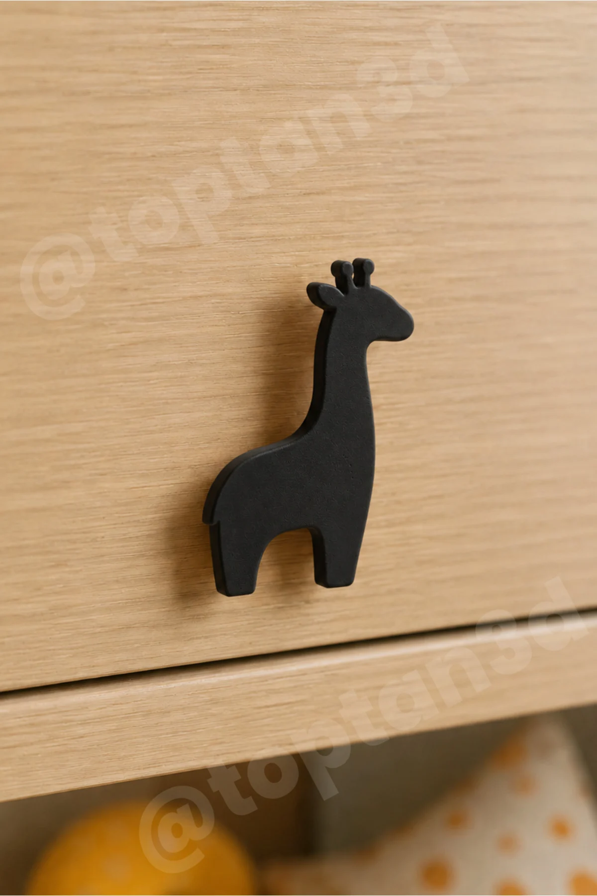 (6×4 cm) Siyah Zürafa Dolap Kulpu – Modern Çocuk, Bebek Odası Mobilya Kulpu (Kulp Vidası Dahildir)