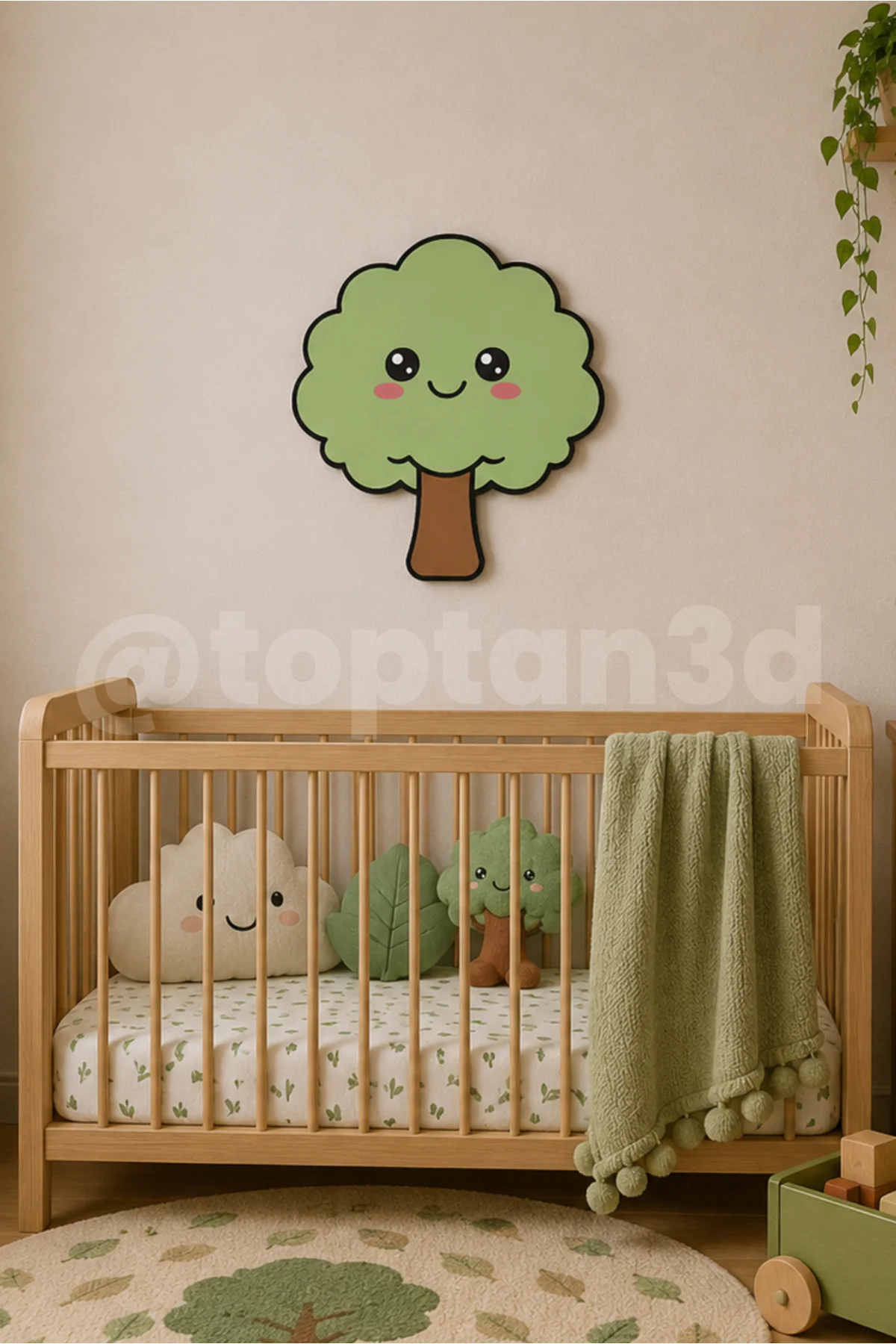 Ağaç Duvar Süsü, Çocuk Odası Duvar Dekoru, Yapışkanlı Bebek Odası Süsleri, Sevimli Dostlar (15 CM)