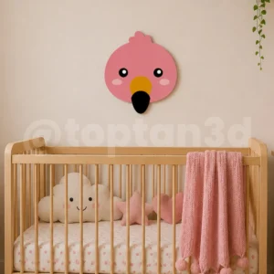 Flamingo Duvar Süsü, Çocuk Odası Duvar Dekoru, Yapışkanlı Bebek Odası Süsleri, Sevimli Dostlar (10 CM)
