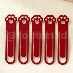 (5'li Paket) Kırmızı Pati Kitap Ayracı, Sevimli Kedi Pati Figürlü Ayraç, Kedi Severlere Hediyelik Kitap Ayracı - 10CM