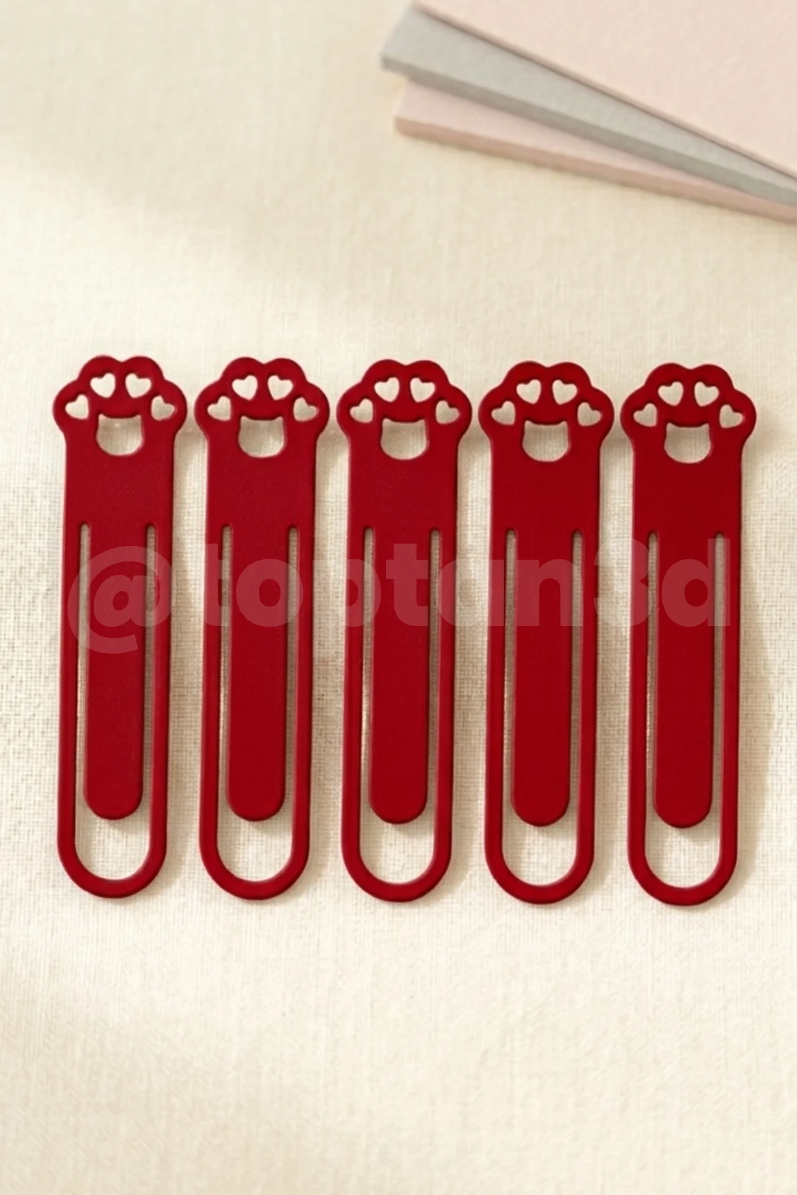 (5’li Paket) Kırmızı Pati Kitap Ayracı, Sevimli Kedi Pati Figürlü Ayraç, Kedi Severlere Hediyelik Kitap Ayracı – 10CM